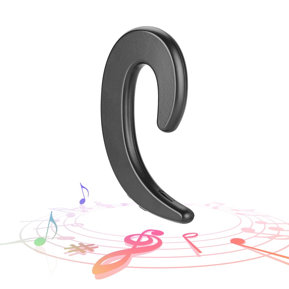 Casque Bluetooth sans Bouchon d'oreille, sans Fil Mains Libres Crochet d'oreille Casque Bluetooth Casque à Conduction osseuse indolore pour Smartphones Conduite d'affaires(Noir)