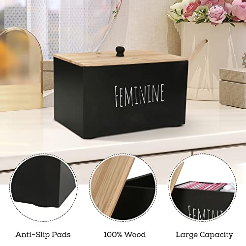 Bliss by Home Tampon Holder Storage for bathroom, Feminine Wood Container Box, Women Product Organizer, Farmhouse Décor, Pad Storage Container Box, Rustic Accessories (black) by Bliss by Home - Used condition - Image 7