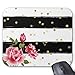 UOOPOO Pink Roses Gold Dots Black & White Stripe Mouse Pad Rectangle Non-Slip Rubber Mousepad Gaming Mouse Pads 8.2 x 10.2 x 0.12 Inch(Pattern: Print)