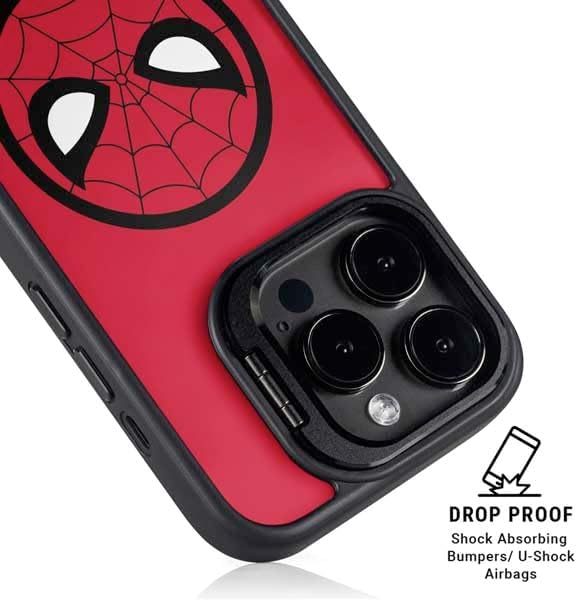 Skinit Kickstand Phone Case Compatible with iPhone 16 Pro - Officially Licensed Marvel Spiderman Spiderman Emblem Design