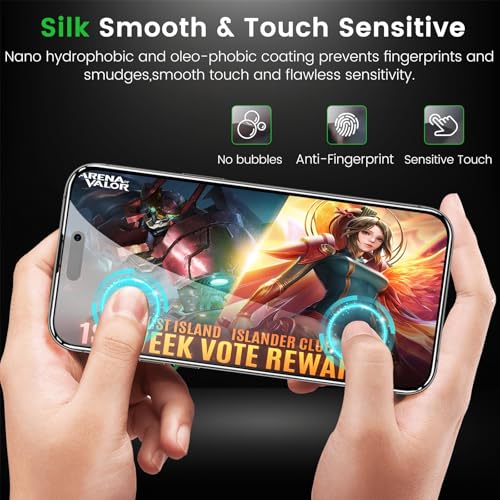 Romkasi 4 Pack Privacy Screen Protector for iPhone 16 Plus 6.7 Inch with 4 Pack Camera Lens Protector, Anti Spy Tempered Glass Film, Anti-Scratch, Touch Sensitive, Case Friendly Romkasi 4 Pack Privacy Screen Protector for iPhone 16 Plus 6.7 Inch with 4 Pack Camera Lens Protector, Anti Spy Tempered Glass Film, Anti-Scratch, Touch Sensitive, Case Friendly - Image 7