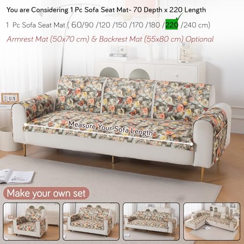 Image of HOKIPO 'Nature Muse' Premium HD Printed Holland Velvet Sofa Cover Mat for 1 /2 /3 Seater & L-Shape Sofa. Make Your Own Sofa Cover Set, Mat 70(D) x 220(L) cm, Butterfly Orchard (IN-919-D3)