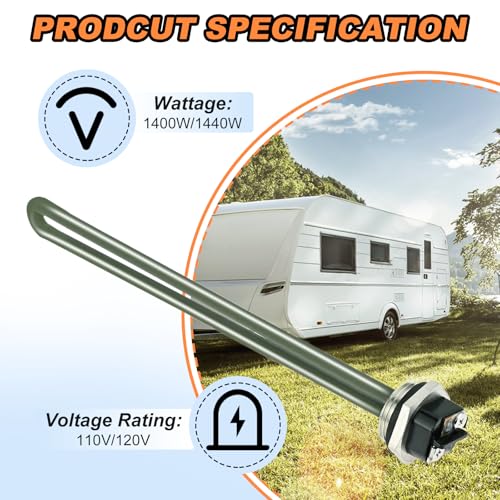 Image of 92249 91160 92097 520900 RV Water Heater Element Replacement for Atwood Suburban GCH6-4E GCH6-6E GCH6-7E GC6A-7E, SW4 /6 /10 /12 /16 Series Electric Water Heaters, 1400W /1440W, 110V /120V