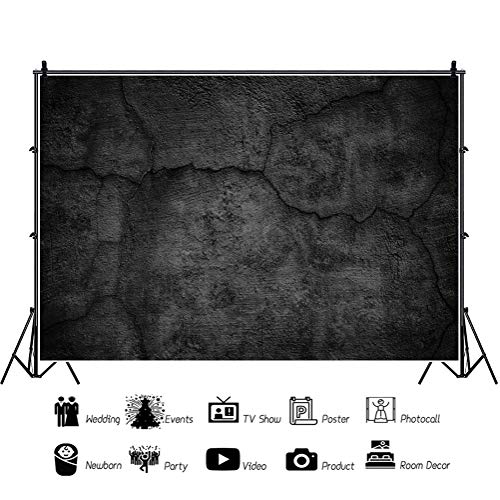 Yongfoto 5X3Ft Abstract Backdrop Black Grey Concrete Wall Backdrop Grunge Old Cement Wall Background For Photography Black Brick Backdrop Abstract Art Child Baby Professional Photo Background #TOP1