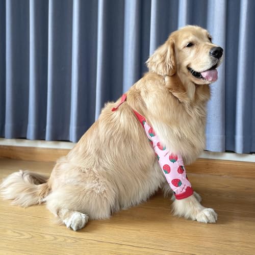 Image of HDKUW Dog Elbow Protector, Dog Front Leg Recovery Sleeve for Prevent Licking Wound, Elbow Sleeves with Mesh Pad for Medium Large Dogs