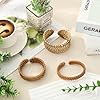 JarThenaAMCS 3 Pcs Rattan Bracelet Boho Handwoven Wooden Braided Open Cuff Bangle Bracelet Adjustable Wrap Bangle for Summer Women Wrist Jewelry #2