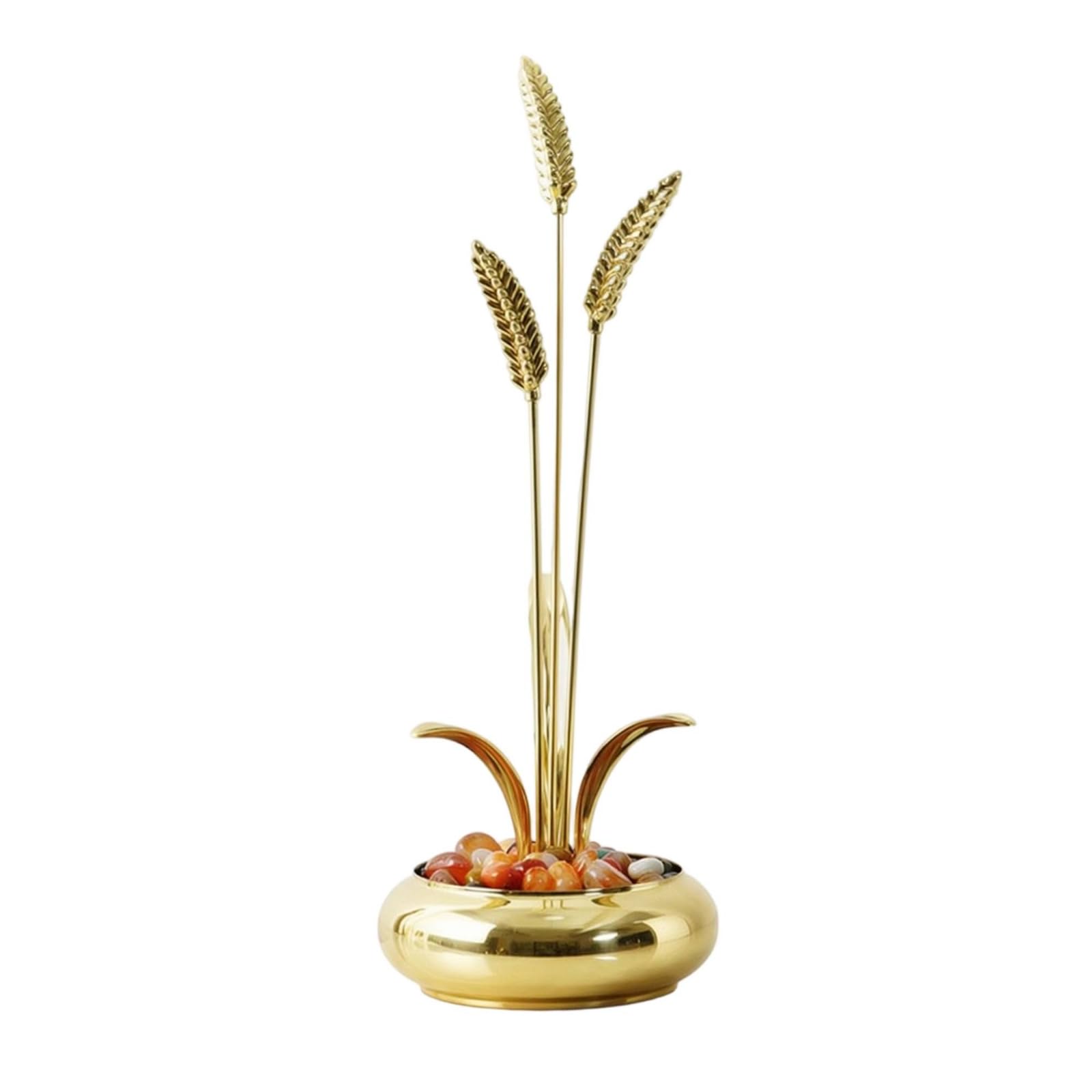 Adorno Varillas Doradas Tallos Dorados Elegante Figura corativa Latón Metálico Estatua Pensativo para Salón, 3-Tassel