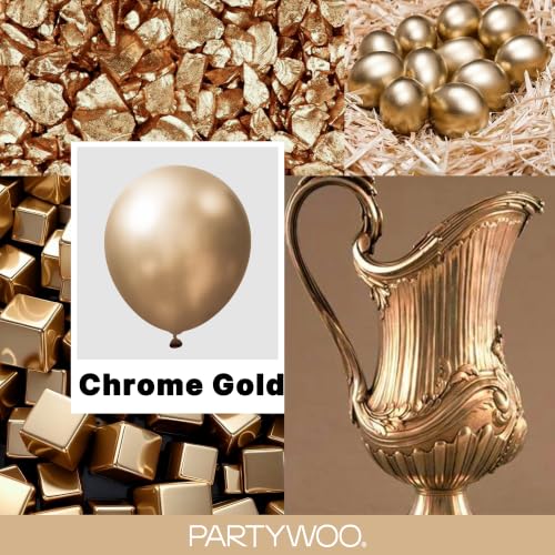 Image of PartyWoo Metallic Gold Balloons 140pcs Different Sizes of 18 12 10 5 Inch Chrome Gold Balloon Arch Kit Garland for Birthday Graduation Baby Shower Wedding Bachelorette Party Decorations Gold-G127