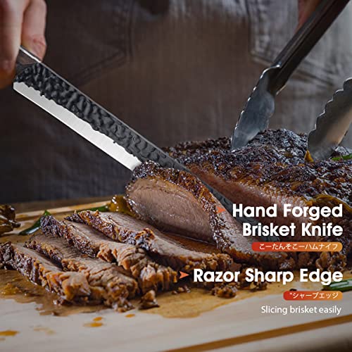 Univinlions 11" Slicing Carving Brisket Knife Sharp Hand Forged Ham Meat Slicer Japanese Full Tang Kitchen Knife For Cutting Ribs Roasts Fruits Veggies Grilling Bbq Father Day Gift Idea Men #TOP1