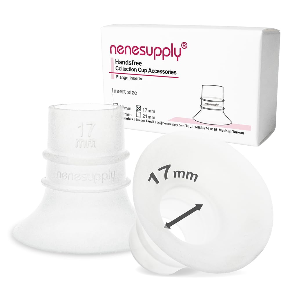 Nenesupply 17mm Flange Inserts for Handsfree Wearable Collection Cups. Work with 24mm breastshields/Flanges. Reduce Flange Size to 17mm. Compatible with Spectra, Medela Elvie Momcozy Flanges