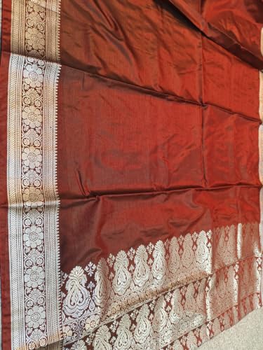 Image of Women's Glory Womens Satin Saree with Silver Woven Border | Elegant Plain Glossy Silk Saree for Party, Wedding, Reception & Festive Style with Unstitched Blouse Piece