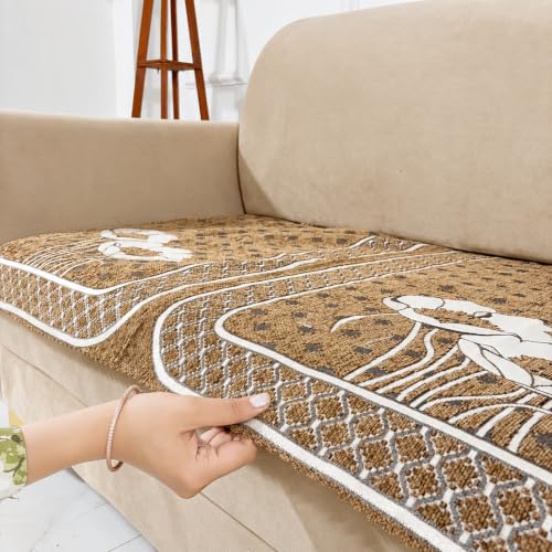 Image of Homerz Premium Chenille Fabric Sofa Cover | Soft, Durable & Dustproof | Decorative Couch Cover (Florida Chocolate, 6 (3+2+1) Seater, Only Seat Cover)