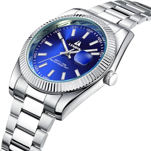 Image of LN LENQIN Mens Watches Waterproof Stainless Steel Watch for Men Analog Quartz Fashion Business Designer Wristwatch