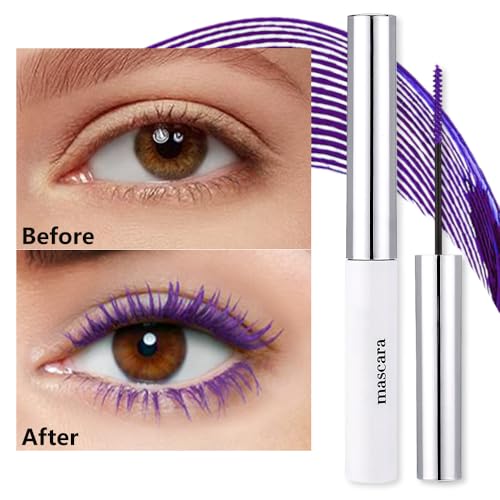 Image of Colored Mascara for Eyelashes, Voluminous Colorful Mascara, Pink Purple Blue Green Red White Black Brown Lash Pack - Lengthening, Defining, Curling, Multiplying Formula (08#-Purple)