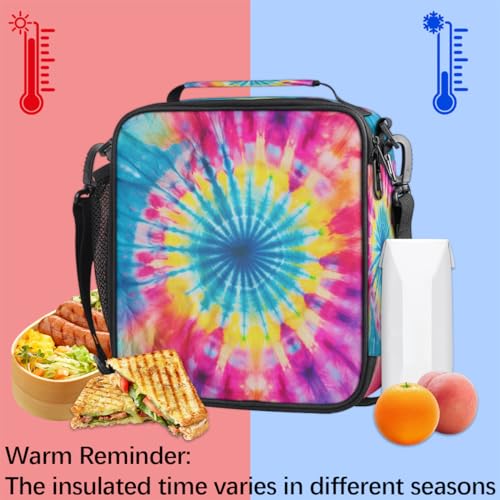 Pardick Rainbow Swirl Kids Lunch Bag Abstract Tie Dye Insulated Lunch Box Mini Cooler Back To School Thermal Meal Tote Kit Bento Tote Bags Thermal Lunchbox For Boys Girls thumb #3