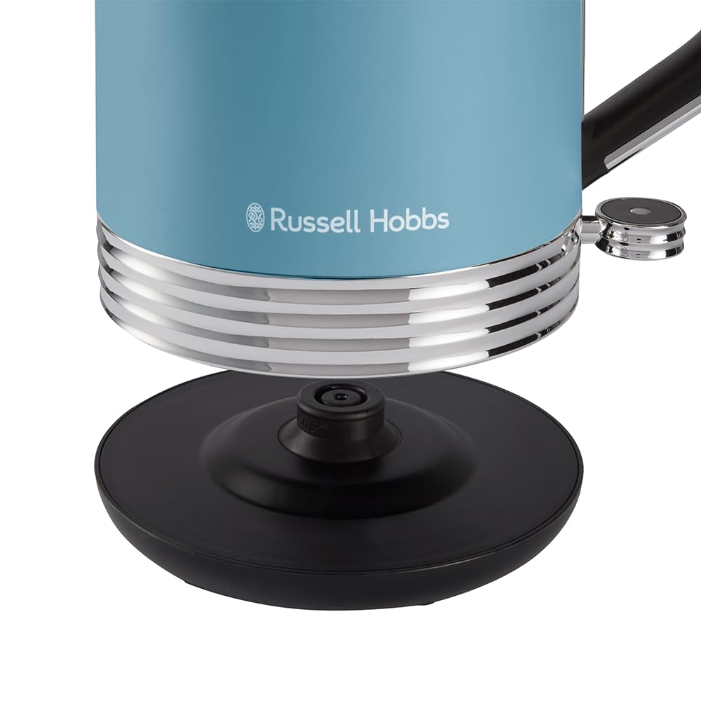 Russell Hobbs Bollitore Elettrico [1,7L, 2400W] Hanley Retro Blue (Acciaio inox, Design vintage, Beccuccio Perfect Pour, Base 360°, Avvolgicavo, Coperchio pulsante, Risparmio energetico) 28641-70