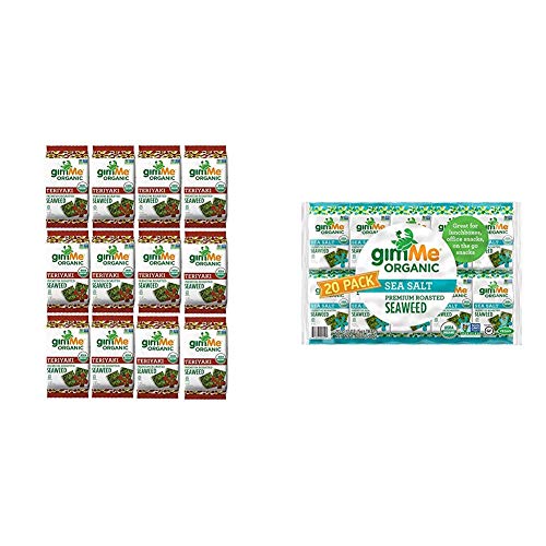 gimMe Snacks - Organic Roasted Seaweed - Teriyaki - (.35oz) - (Pack of 12) - non GMO, Gluten Free, 20 Count | Keto, Vegan, Gluten Free |Great Source of Iodine and Omega 3â€™s