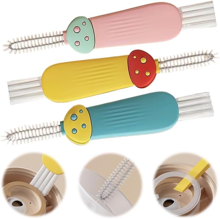 Miniatura 6 de 3 en 1 Cepillo de Limpieza para Tapa de Taza, Nuevo Juego de Cepillo de Limpieza de Ranuras 2024 para Espacios Estrechos de Botella de Bebé, Cepillo