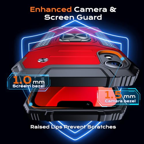 Image of Anqrp Heavy Duty Case for iPhone XR Case with Enhanced Ring Holder Grip Stand, Military Grade Shockproof Rugged Drop Protective Silicone Hard Slim iPhone XR Phone Case Cover,Corail Red