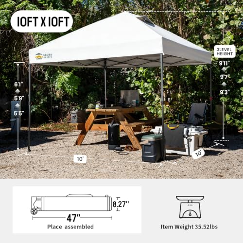 CROWN SHADES 10x10 Pop Up Canopy with STO-N-Go Bag