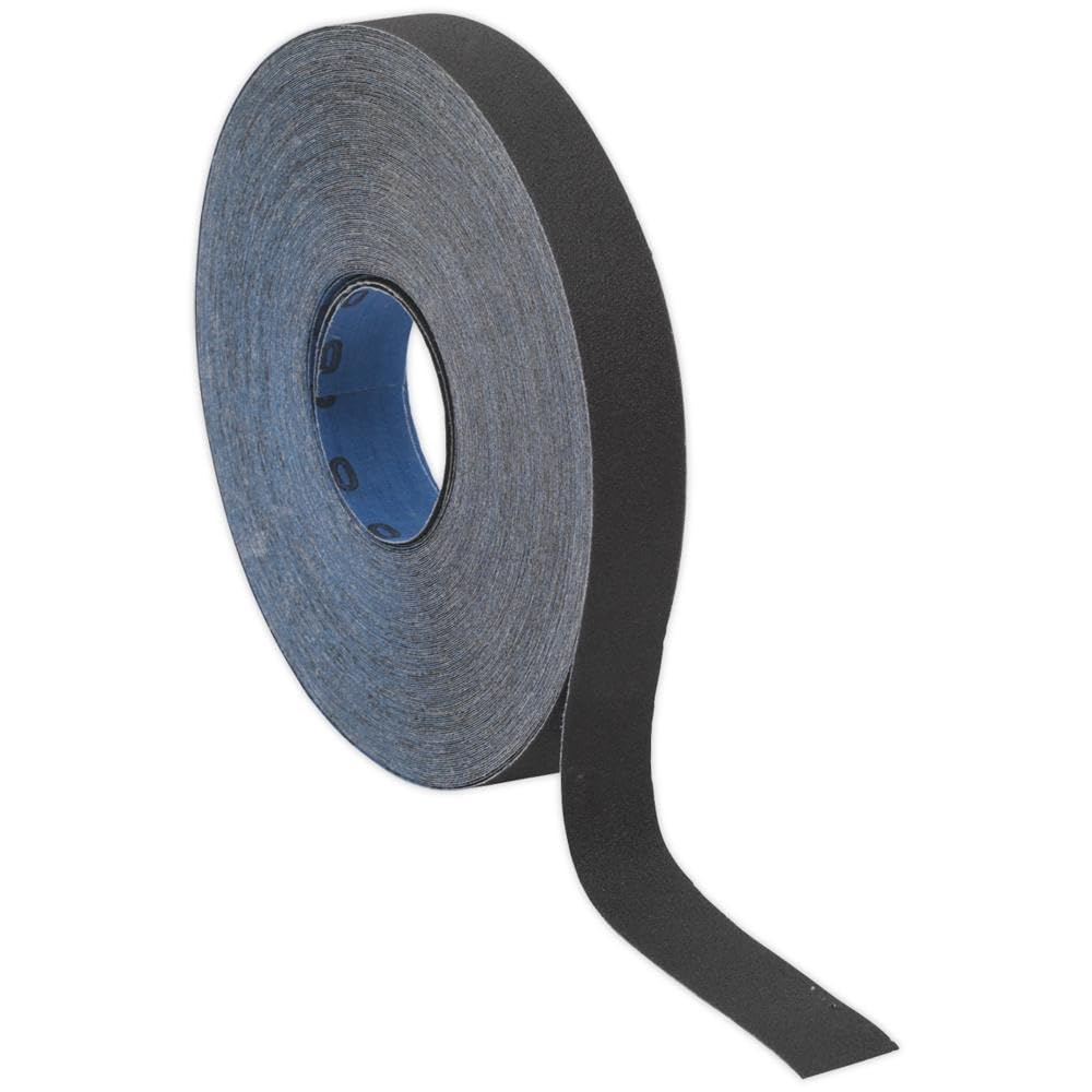 Sealey ER2525120 Emery Roll Blue Twill 25mm x 25mtr 120Grit , Black