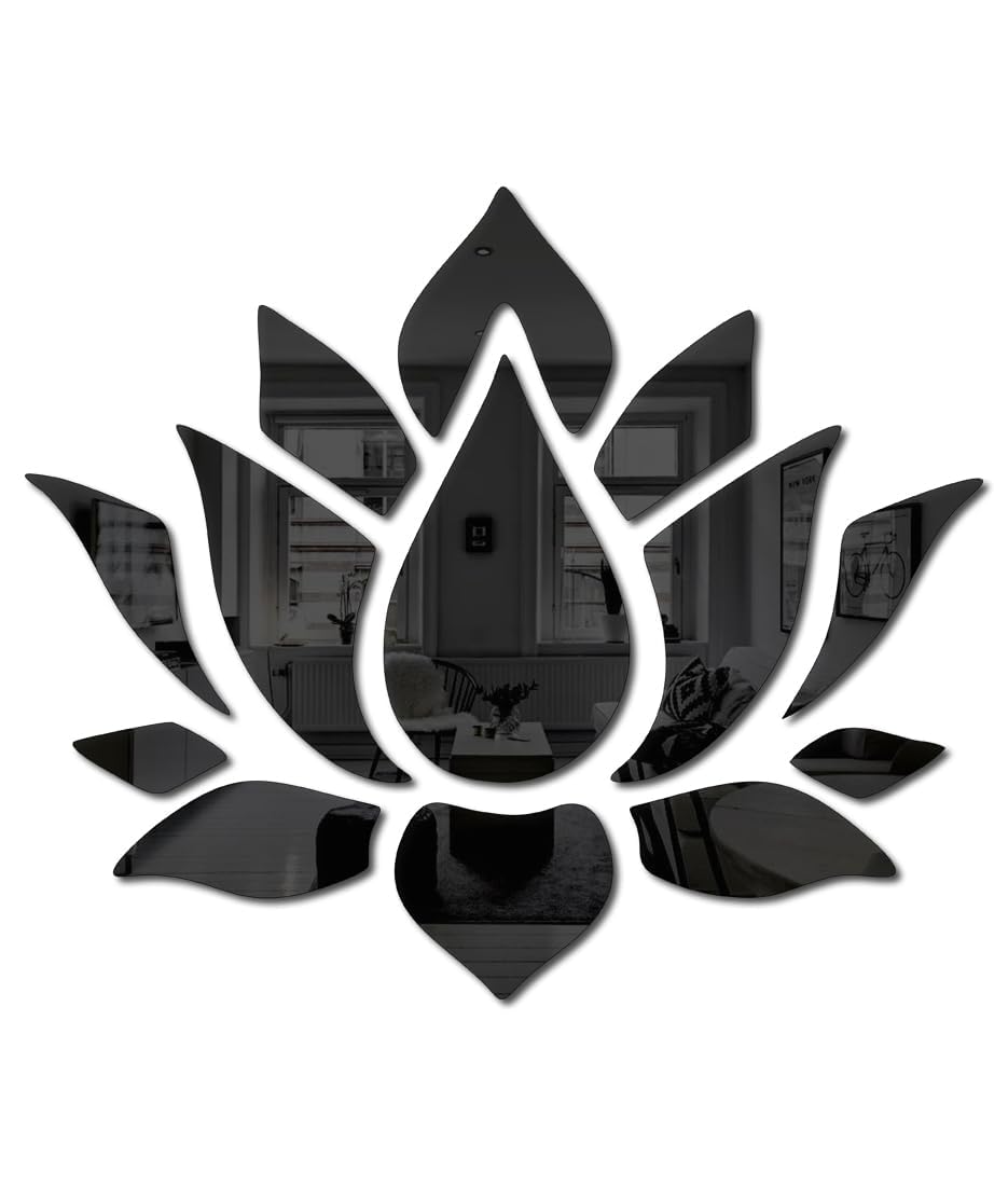 Chote Mote Seller - Big Lotus Flower Mirror Stickers for Wall, Acrylic Mirror, Wall Mirror, 3D Stickers, Wall Stickers for Room Hall Home and Office (black) (B0D4TNSXVR) Amazon Price History, Amazon Price Tracker