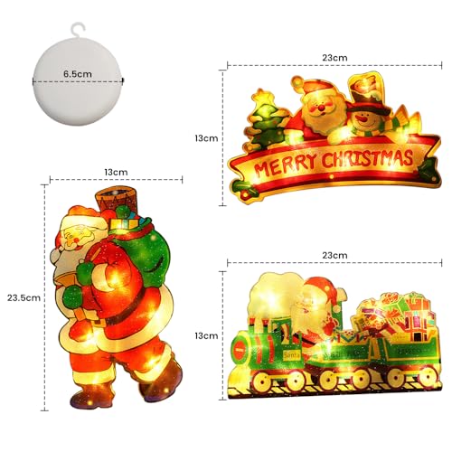 Palwin 3 Pezzi Luci Appese a Ventosa di Natale