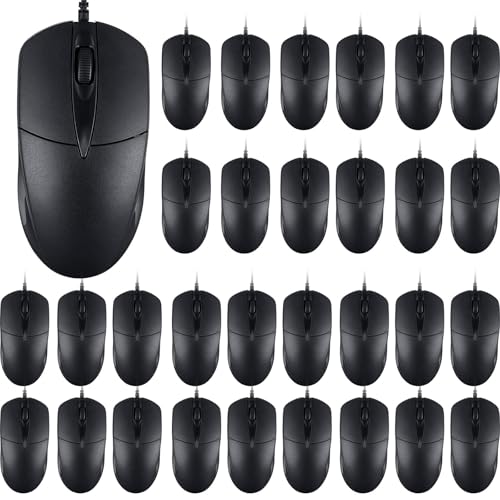 SUNYIWJIE 100 PCS Black Wired USB Computer Mouse Bulk - 1000 DPI 3 Button Corded with Home Office Noiseless Simple for Laptop Desktop PC by SUNYIWJIE - Used condition - US$60.41
