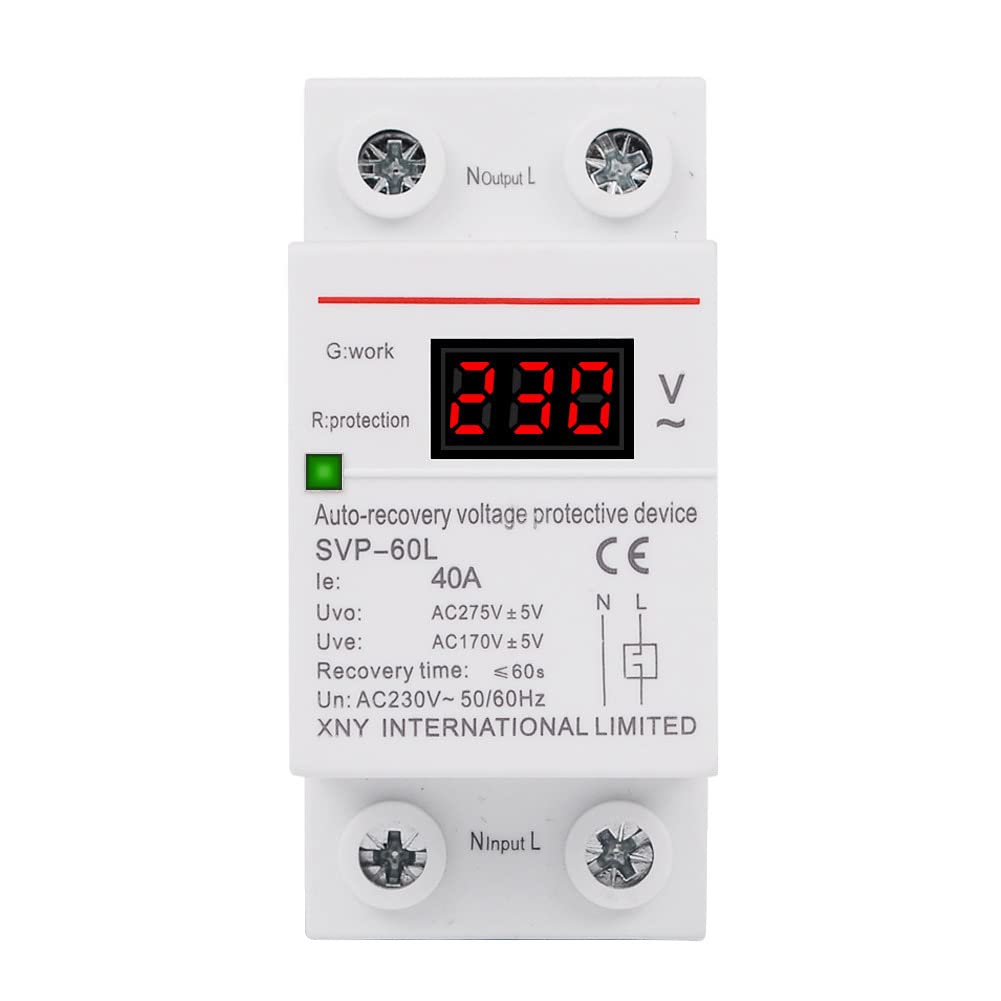 BLZQSQOver Voltage Protector Single Phase Over Protective Device Self-Resetting Intelligent SVP-60L for Household 220V Industrial Supplies