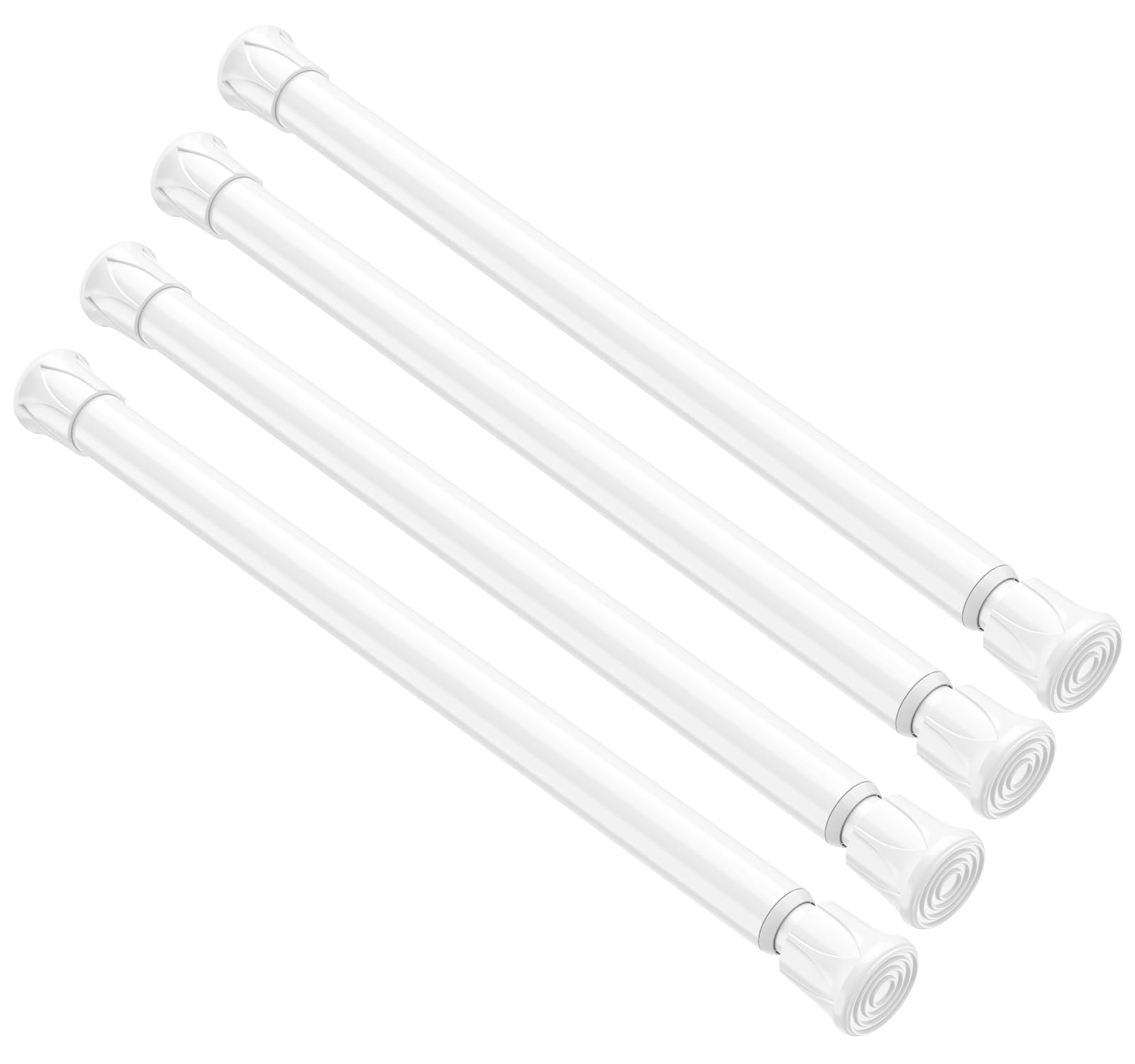 4 Pack Small Spring Tension Curtain Rod 8 to 12.5 Inch, Thin DIY Tension Rods No Drill for Slim Window Cupboard Closet Sidelights, White