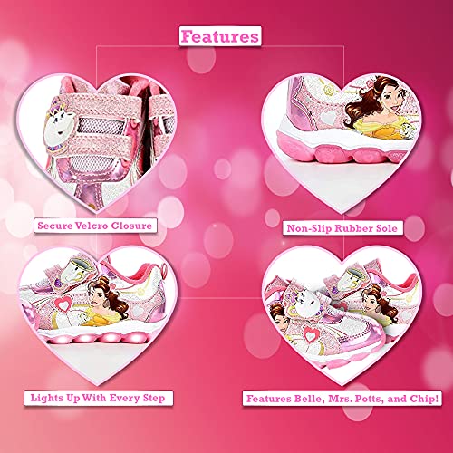 Disney Princess Belle Toddler Girls Light Up Sneaker (Toddler/Little Kid, Size 7) Pink #TOP4