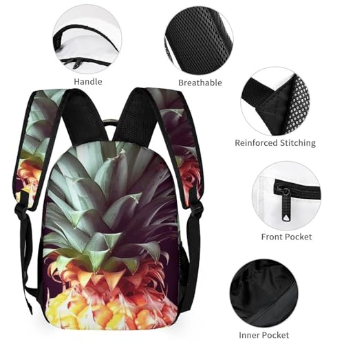 Beautiful Pineapple Backpack Set 3 Piece, Durable Backpack Insulated Lunch Bag Portable Pencil Case for Men Women3