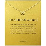 Friendship Dainty Gold Angel Necklace Message Card Lucky Sunshine Pearl Circle Pendant Necklace for Women Gift Card (Gold Angel)