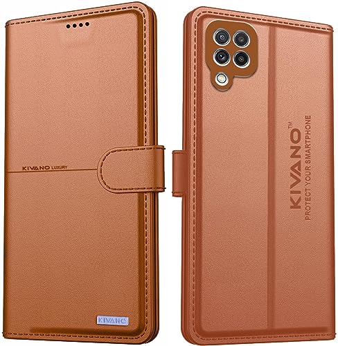 Image of KIVANO Compatible with Samsung Galaxy A22 4G / Samsung Galaxy F22 Flip Cover | Leather Finish | Inside Pockets & Inbuilt Stand | Shockproof Wallet Style Magnetic Closure Back Cover Case