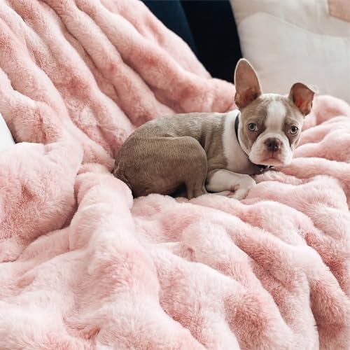 Image of Bedsure GentleSoft Fluffy Fuzzy Twin Blanket, Soft Cozy Fleece Faux Fur Blanket, Pink Decorations Coloring Couch Cover, Thick Warm Plush Women Men Birthday Gifts, Tie-dye Pink