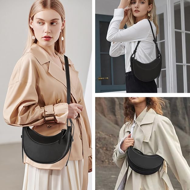 Image of Saddle Bag for Women Crescent Bag Shoulder Bag Purse Hobo Handbag Leather