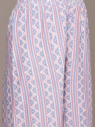 Image of anubhutee Women's Cotton Blend Floral Printed Off White Straight Kurta Suit Set with Trousers