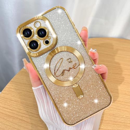 Image of ZIYE Magnetic Case Designed for iPhone 16 Pro Glitter Case-Gold