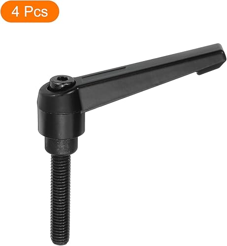 Miniatura 44 de uxcell 4 perillas ajustables M8 x 0.630 in, rosca macho, botón de trinquete de liberación rápida, perno giratorio para maquinaria de torno