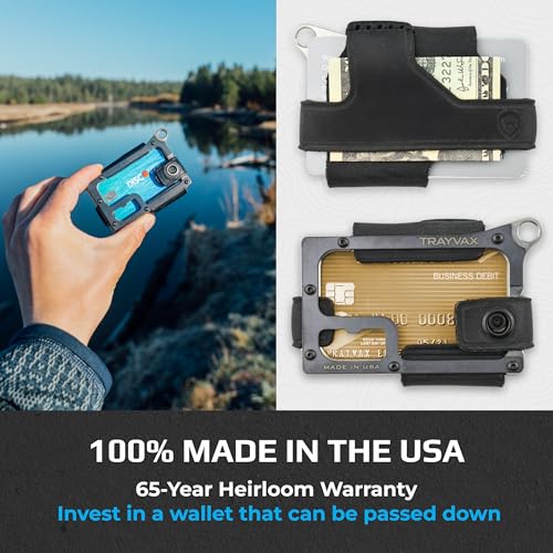 Image of Trayvax Contour Wallet, RFID Front Pocket Money and Credit Card Holder, Minimalist Slim Leather Metal Wallet for Men and Women, Raw Stealth Black