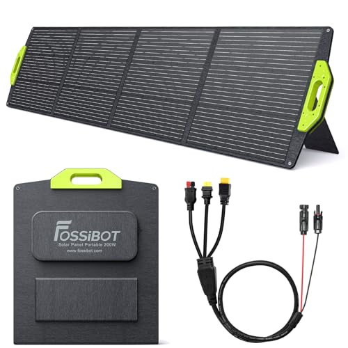 FOSSiBOT Panel solar plegable de 200 W, para generadores solares portátiles F1200, F2400, F3600, módulo fotovoltaico, para sistema independiente de la red, jardín, balcón, caravana hacia el exterior