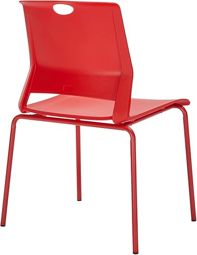 Miniatura 8 de Sillas de oficina apilables, sillas rojas para invitados con cómodo asiento aerodinámico, sillas apilables sin ruedas para sala de conferencias,