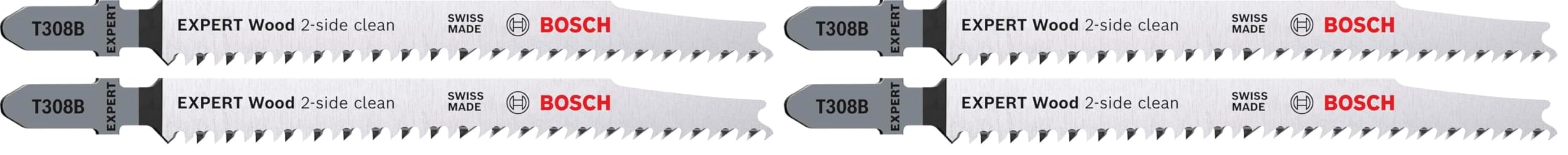Bosch 2x EXPERT Wood 2-side clean T308B Stichsägeblatt (für Massivholz-Möbelplatte, Sperrholz, Länge 117 mm, Professional Zubehör Stichsäge) (Packung mit 2)