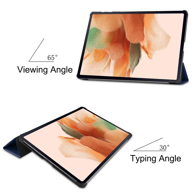 Image of Premium Shock Proof Stand Folio Multi Viewing Angles Hard PC Clear Back Case Cover Compatible with Samsung Galaxy Tab S8 Plus 12.4 inch (Sapphire Blue)