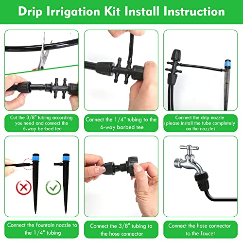 Drip Irrigation Kit, Greenhouse Watering System, Automatic Patio Misting System For Garden With Distribution Tubing Hose Adjustable Nozzle Emitters Sprinkler Barbed Fittings (811) #TOP3
