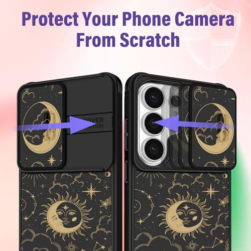 Funermei for Samsung Galaxy S26 Ultra Case - Women Girls Cute Phone Cover Girly Aesthetic Stars Sun Moon Unique Design with Slide Camera Cover and Dual Protection Funda for Samsung S26 Ultra Case by Funermei - Used condition - Image 4