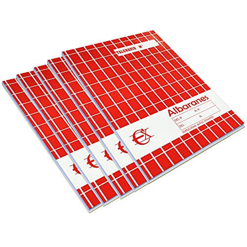 EUROXANTY Albaranes | Hoja calcante | Albarán de entrega | Documentos de venta | Original y copia | 40 hojas por talonario | 20,5 x 14,5 cm | Pack 5