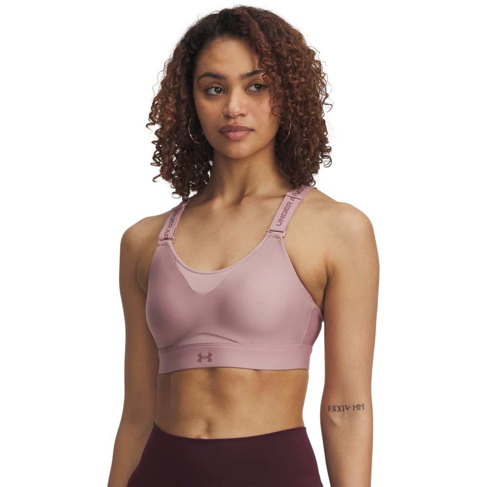 Under Armour Women's UA Infinity High Sports Bra, (673) Tourmaline Pink / / Maroon Mist, (Small) D/DD