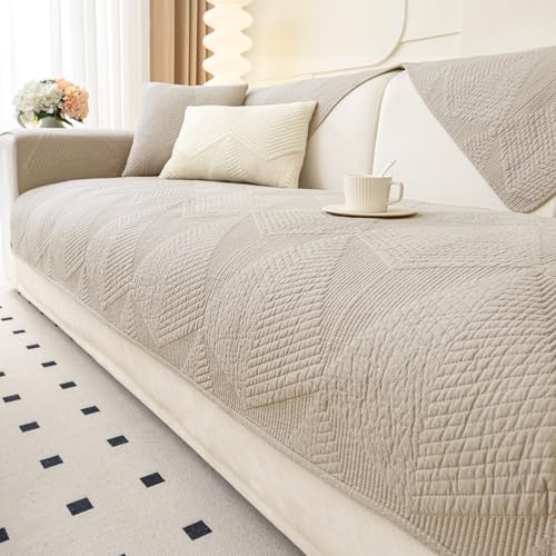 vctops Cotton Quilted Couch Covers for Sectional Sofa (Khaki,28"x82")
