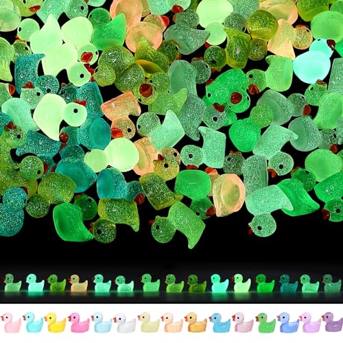 image for GliSun 225 Pieces Luminous Mini Resin Ducks Glow in The Dark Bulk Tiny